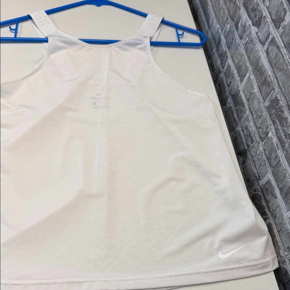 Nike White Racerback Performance Tank with Swoosh